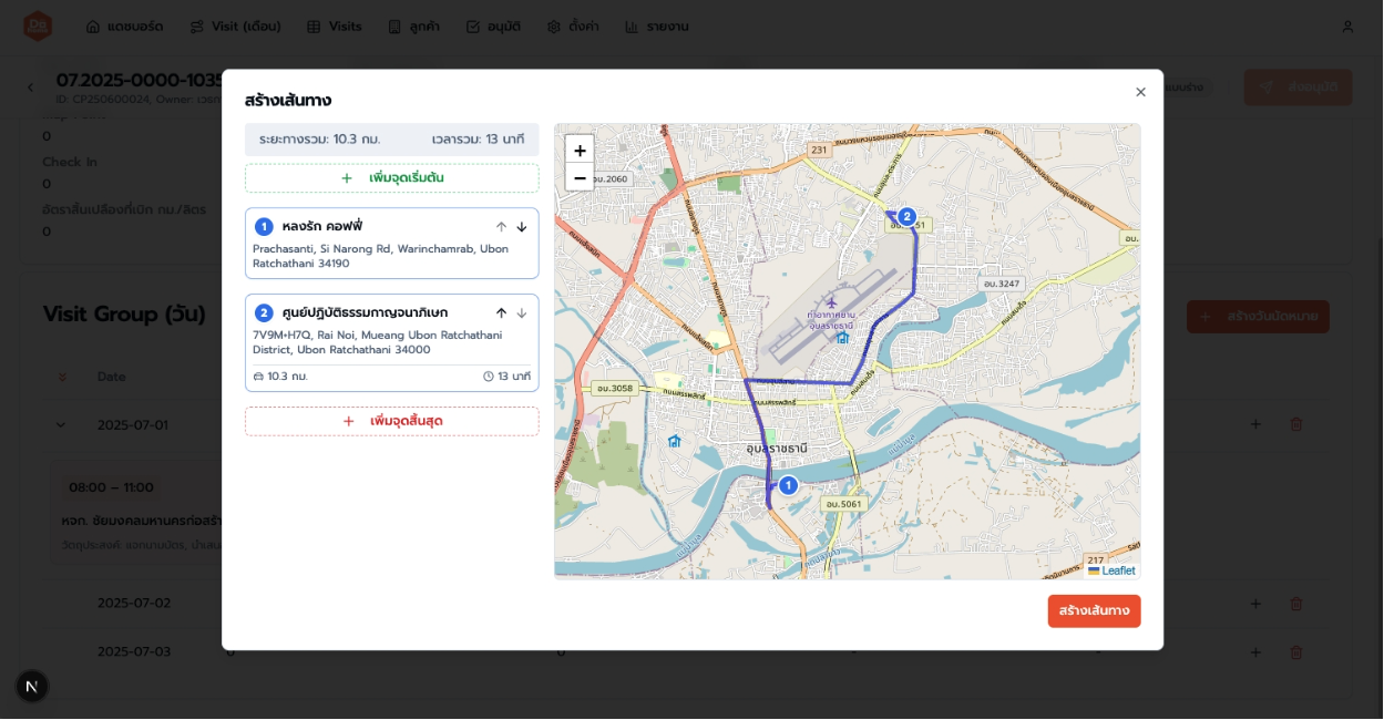 Web dashboard — visit planning